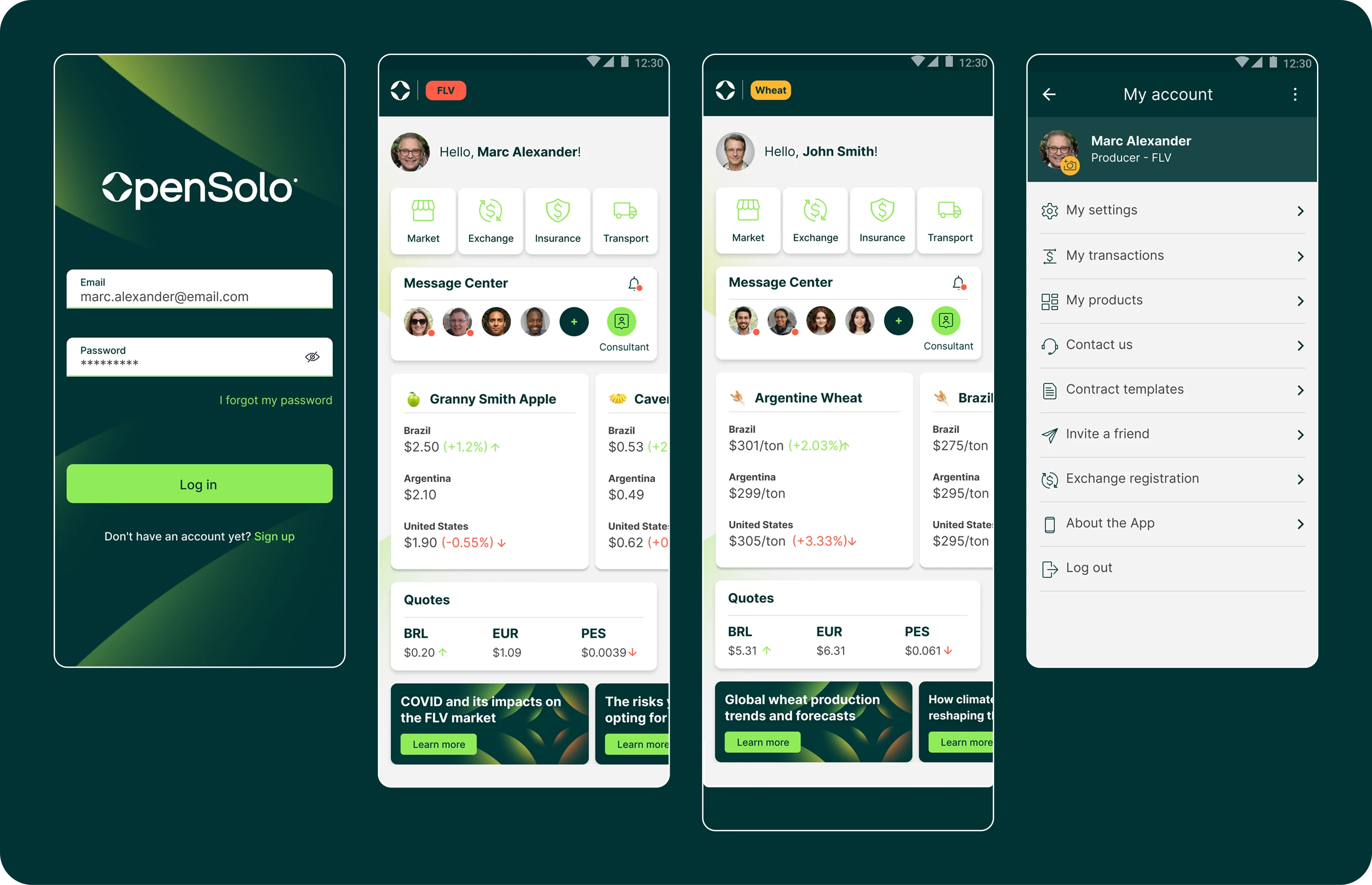 OpenSolo app screens